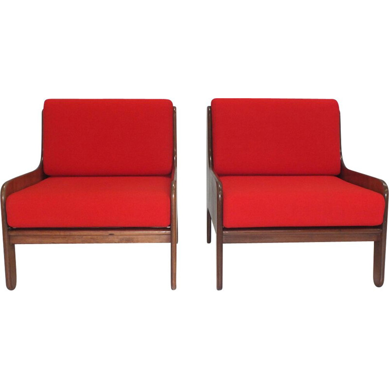 Pair of vintage Baronet rosewood lounge armchairs by Marco Zanuso for Arflex Italy 1964