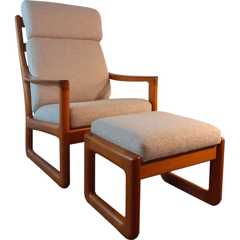 Vintage teak armchair with Ottoman by Juul Kristensen, Denmark 1970