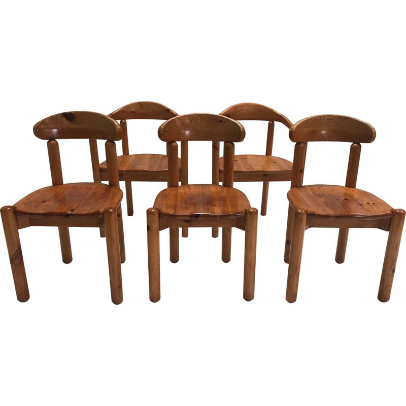 Set of 5 vintage Pine dining chair by Rainer Daumiller for Hirtshals Savvaerk 1980s