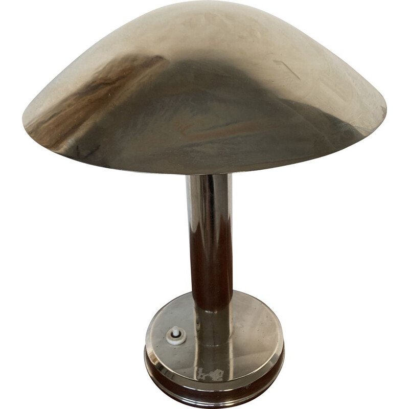 Lampe de table vintage chromée Bauhaus, Tchécoslovaquie 1930