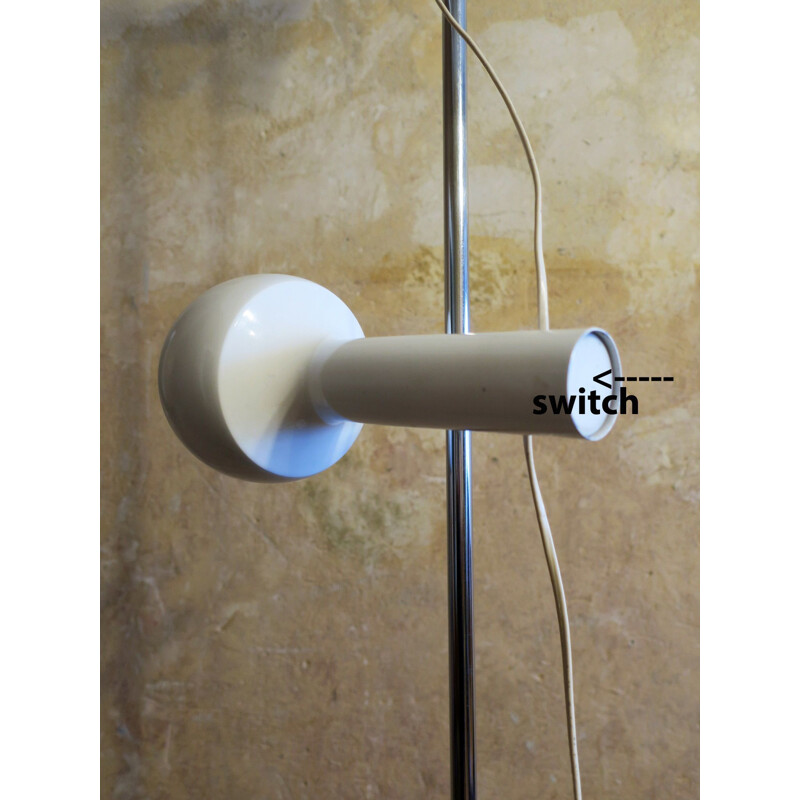 Vintage Adjustable White Floor Lamp with 2 Spotlights, 1970s