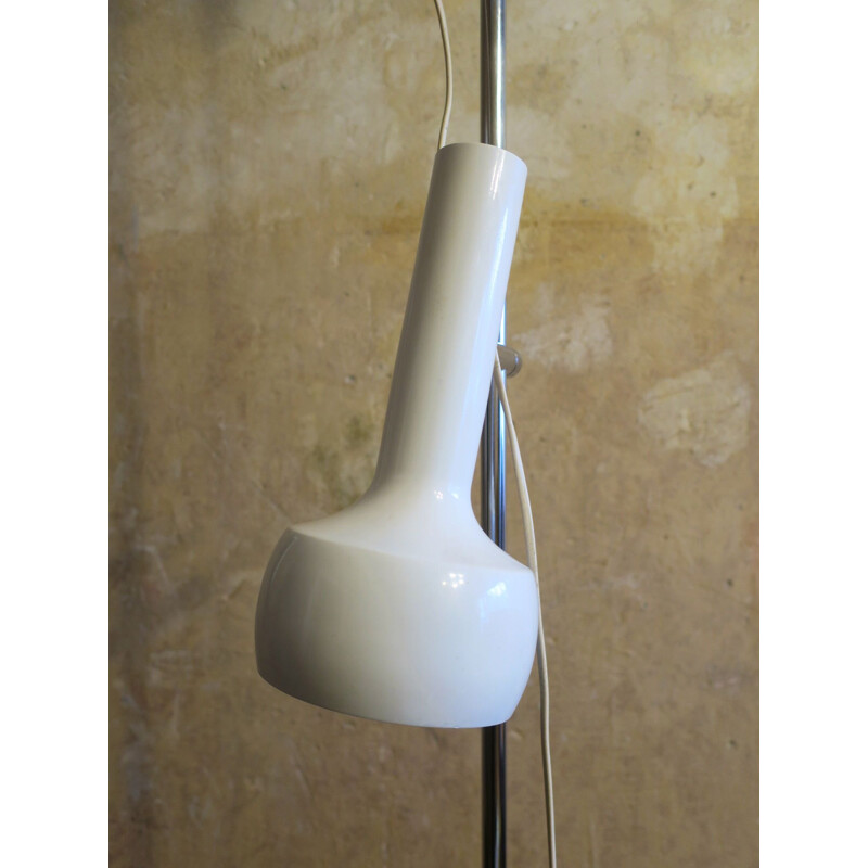 Vintage Adjustable White Floor Lamp with 2 Spotlights, 1970s