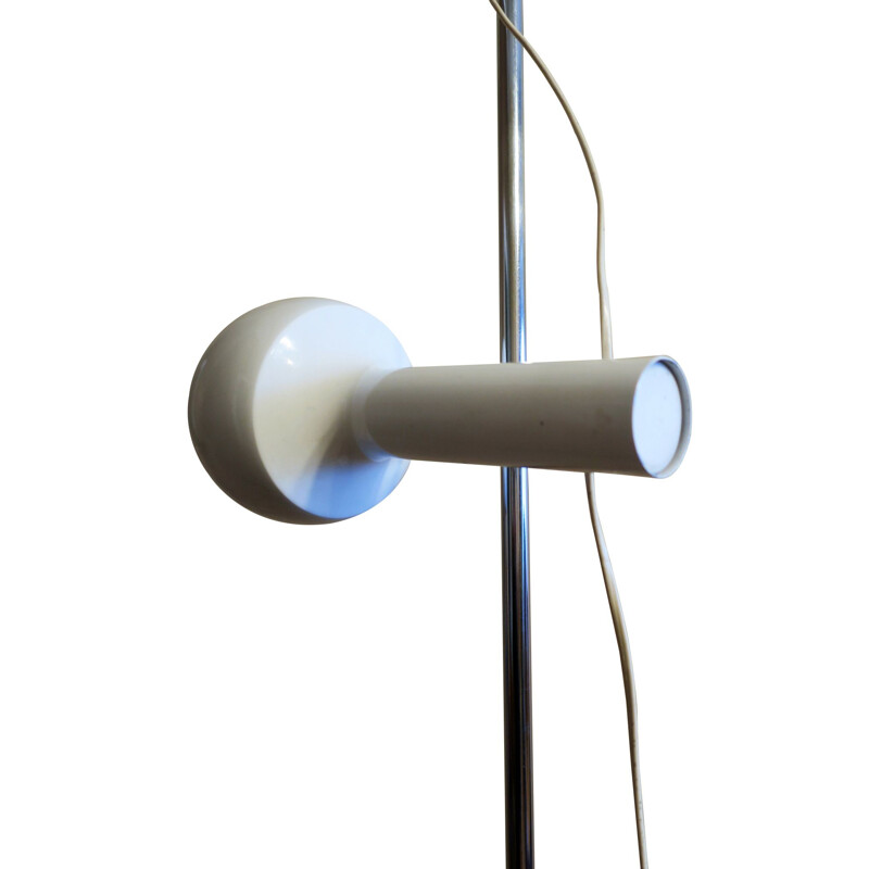 Vintage Adjustable White Floor Lamp with 2 Spotlights, 1970s