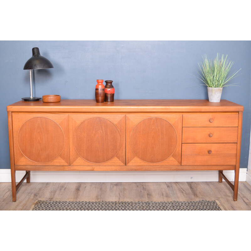 Vintage Teak  Nathan Circles Long Teak Sideboard 1960s