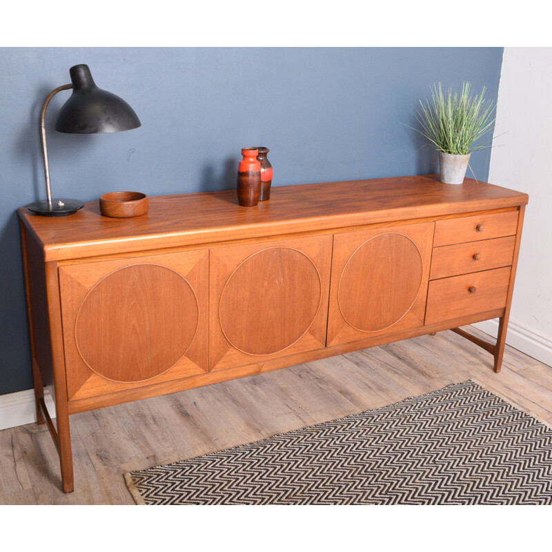 Vintage Teak  Nathan Circles Long Teak Sideboard 1960s