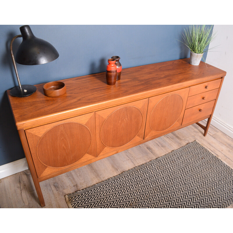 Vintage Teak  Nathan Circles Long Teak Sideboard 1960s