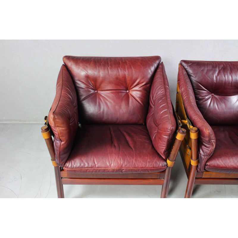 Pair of vintage Ilona Chairs in Leather by Arne Norell, Aneby Møbler 1960s