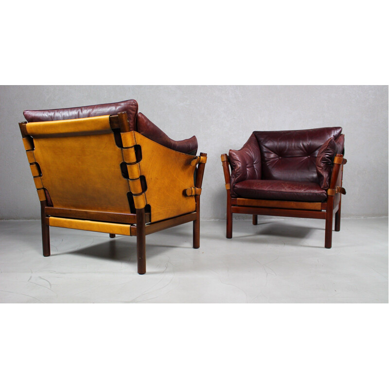 Paire de chaises vintage Ilona en cuir par Arne Norell, Aneby Møbler 1960