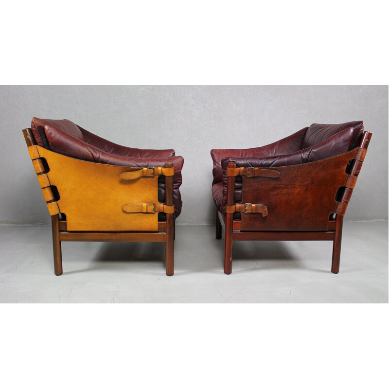 Pair of vintage Ilona Chairs in Leather by Arne Norell, Aneby Møbler 1960s