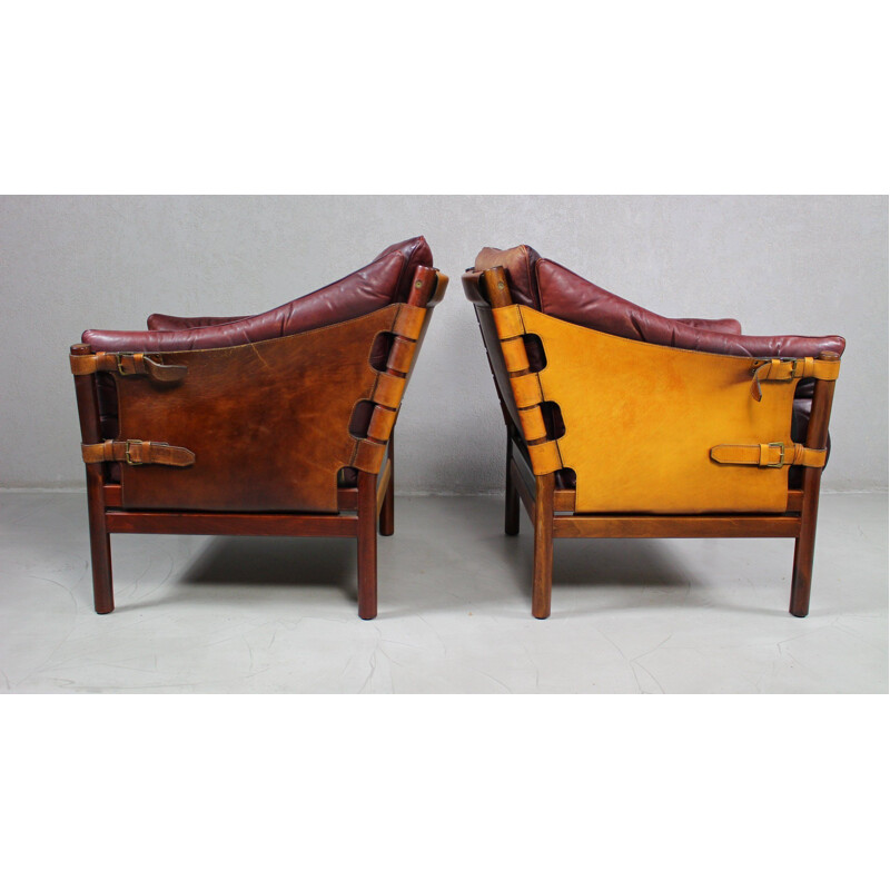 Pair of vintage Ilona Chairs in Leather by Arne Norell, Aneby Møbler 1960s