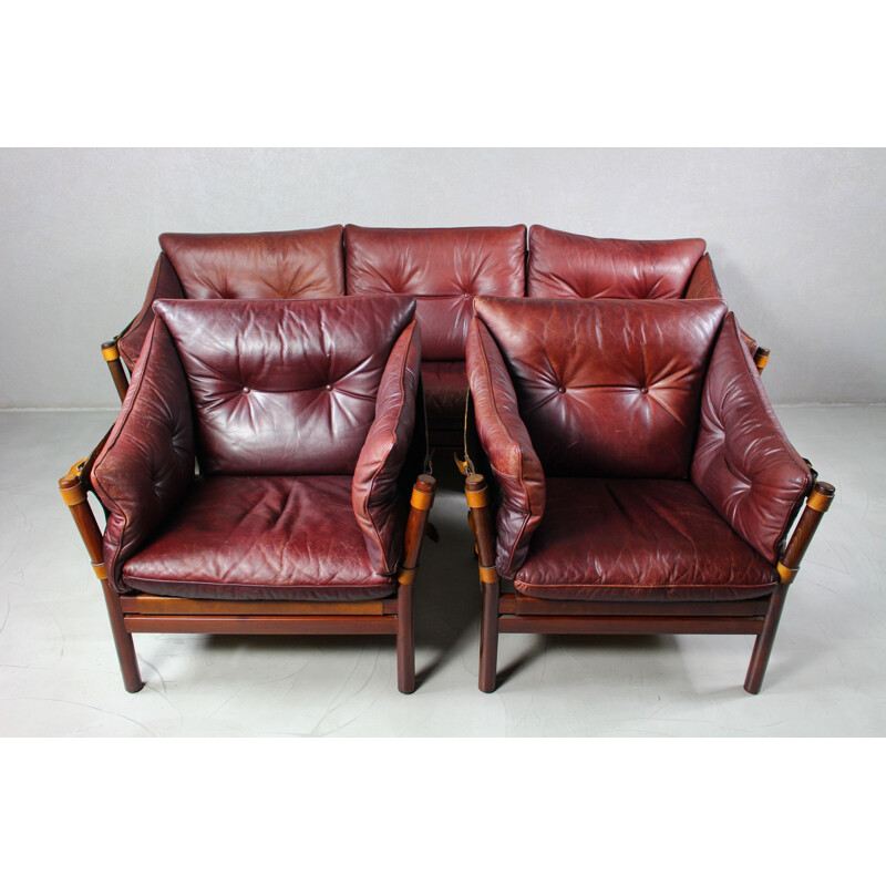 Pair of vintage Ilona Chairs in Leather by Arne Norell, Aneby Møbler 1960s