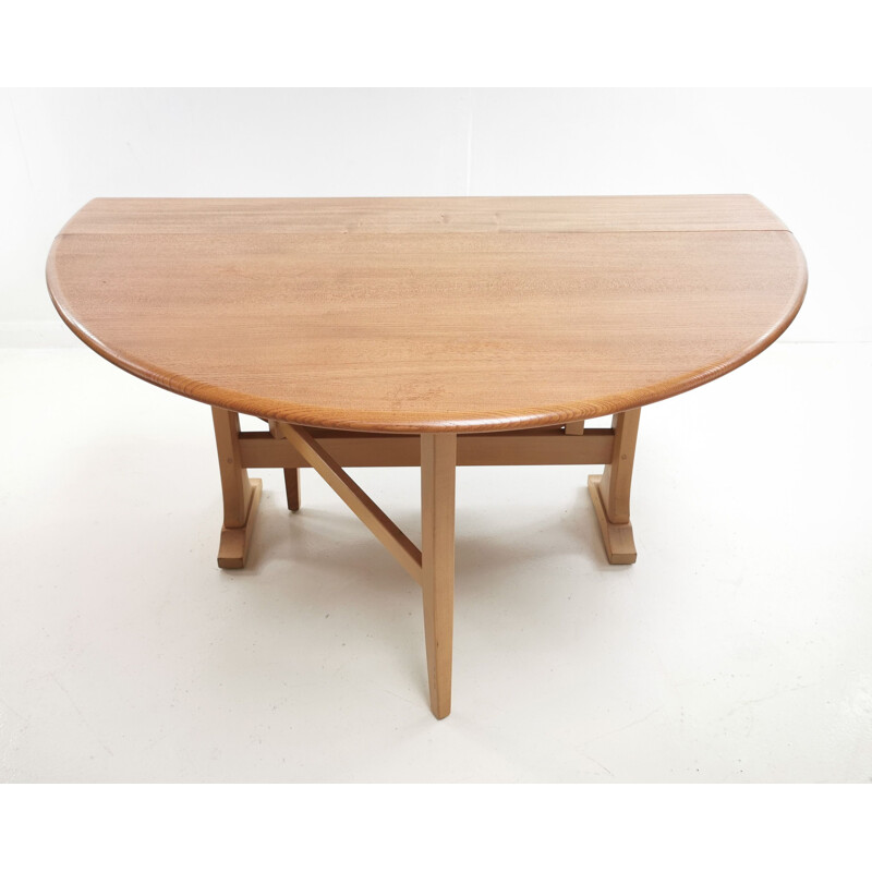 Mid Century Ercol Beech & Elm Drop Leaf Gate Leg Dining Table 