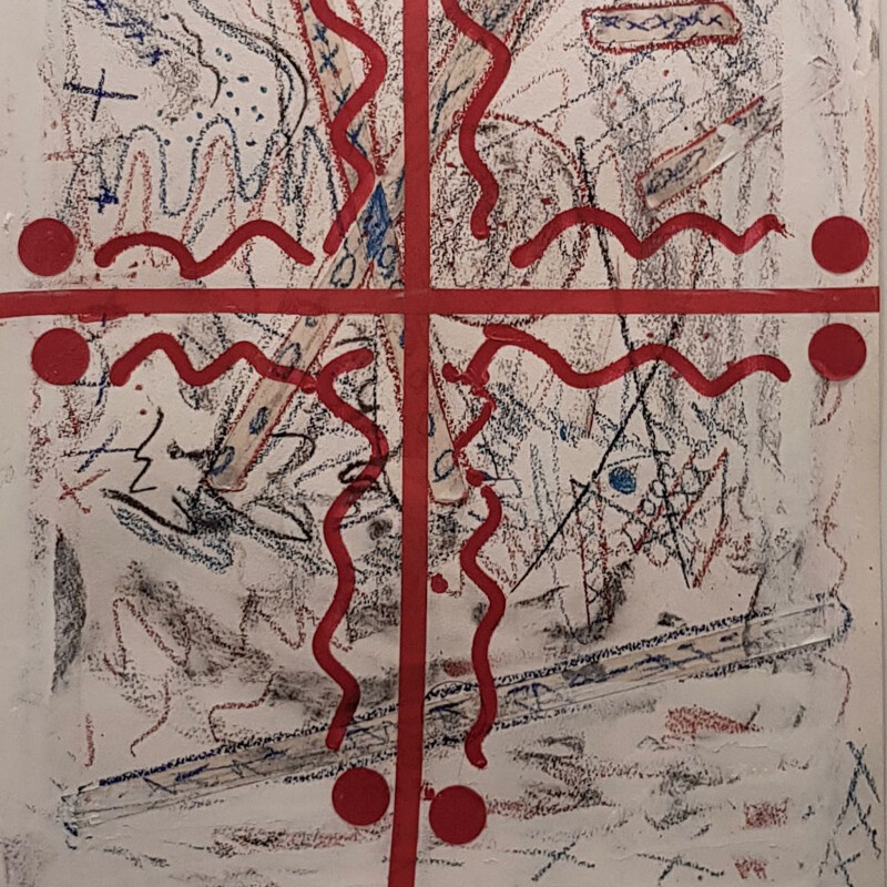 Vintage abstract schilderij van Johan Desimpele, 1949