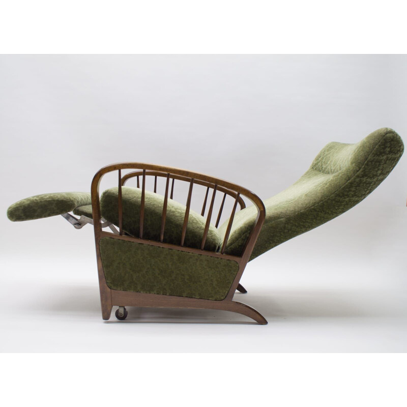 Fauteuil vintage vert avec accoudoirs 1950