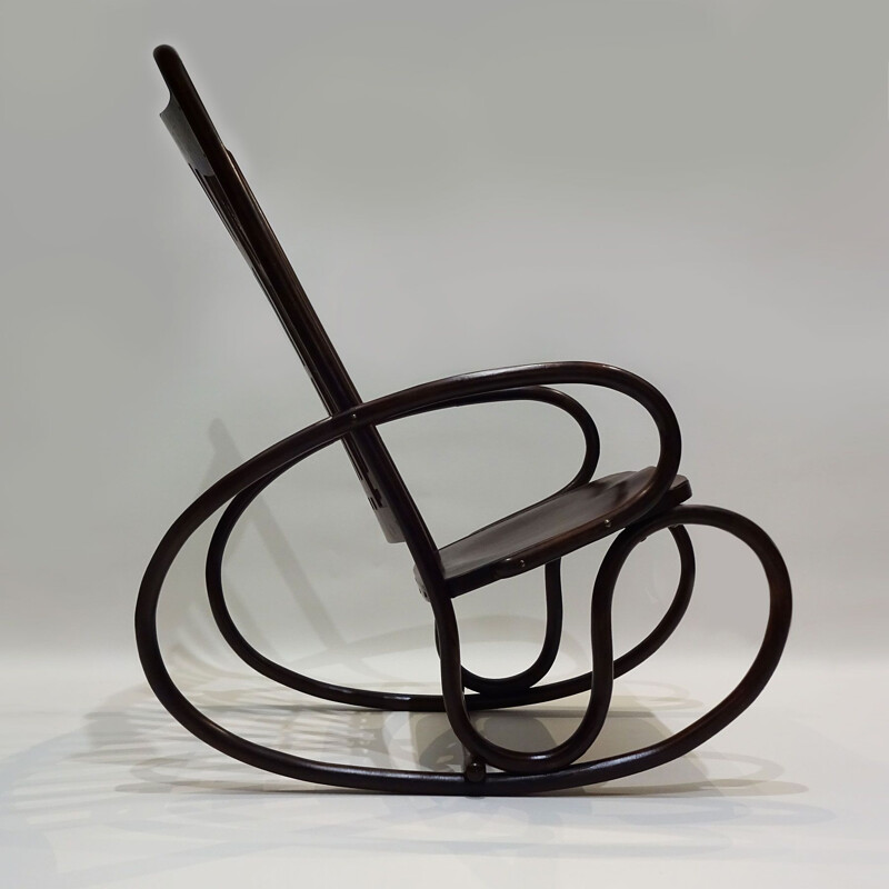 Vintage bentwood Rocking chair, Art Nouveau, by Gustav Siegel and Jacob and Josef Kohn