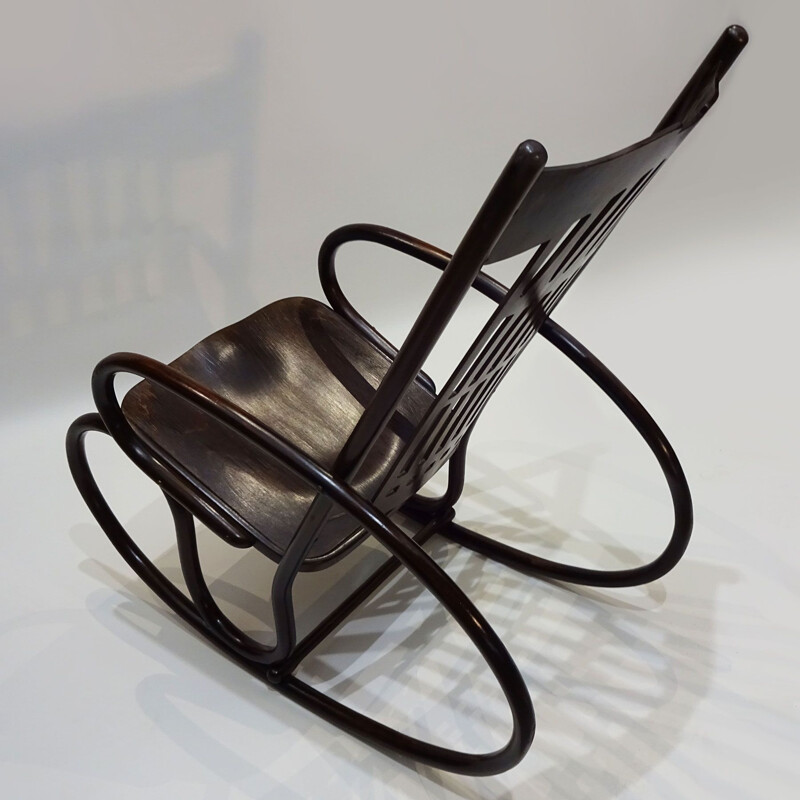 Vintage bentwood Rocking chair, Art Nouveau, by Gustav Siegel and Jacob and Josef Kohn