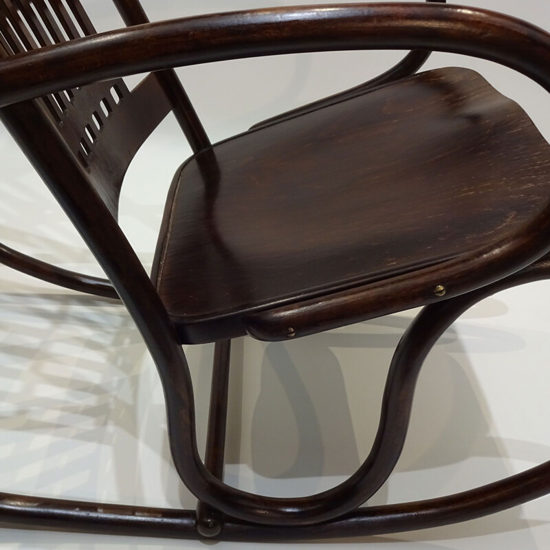 Vintage bentwood Rocking chair, Art Nouveau, by Gustav Siegel and Jacob and Josef Kohn