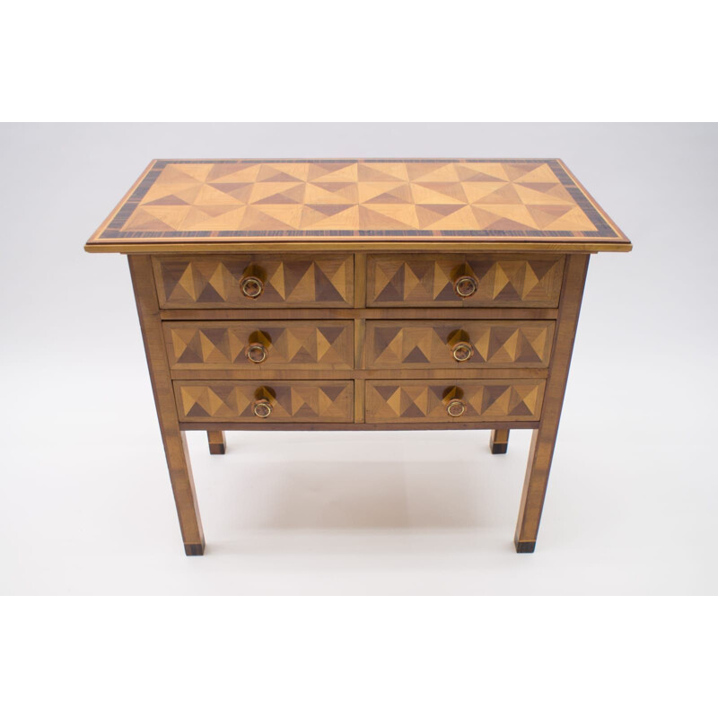 Vintage 3D Pattern Chest of Drawers, 1930s