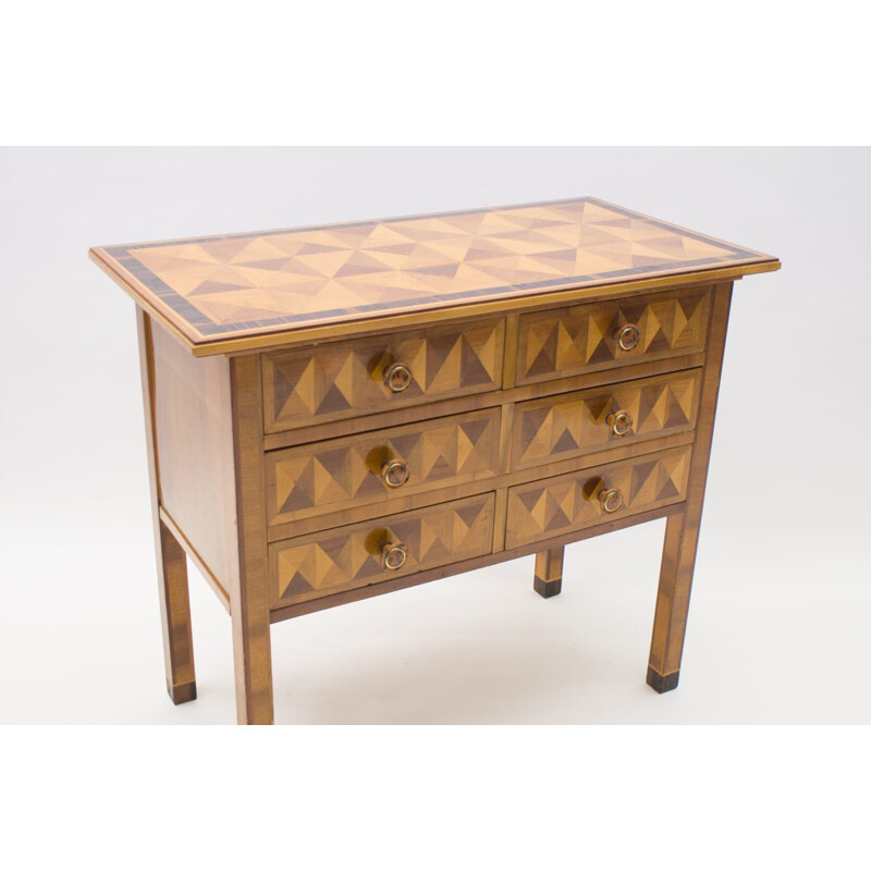 Vintage 3D Pattern Chest of Drawers, 1930s