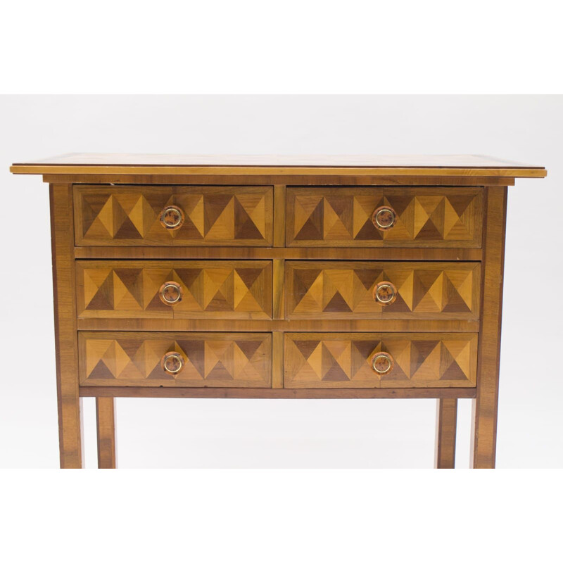 Vintage 3D Pattern Chest of Drawers, 1930s