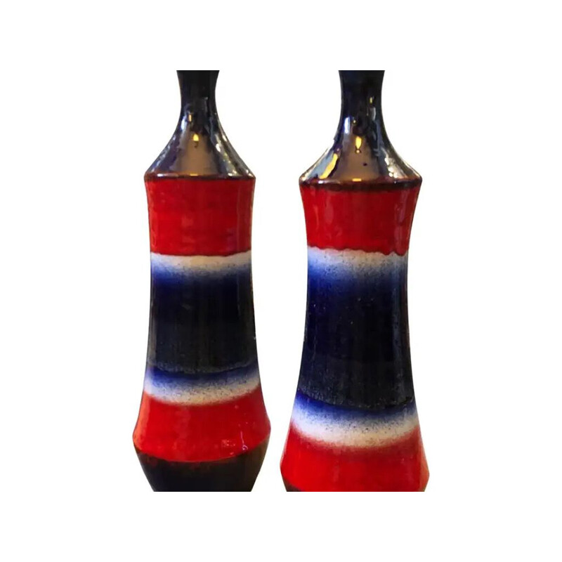 Pair of Mid-Century Vases Lava Ceramic Italian, 1970