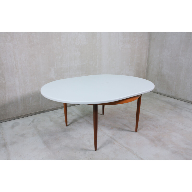 Mid-Century Round Painted Teak Dining Table, 1960s