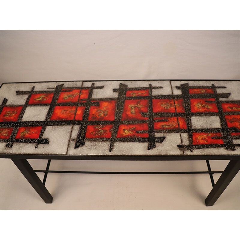 Table basse vintage en pierre de lave émaillée 1960
