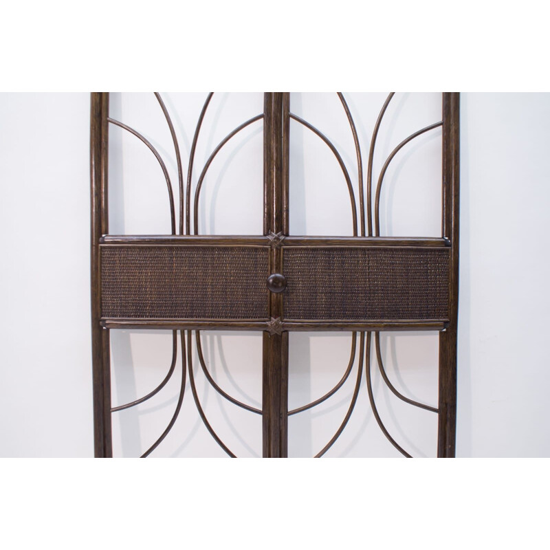 Large Vintage Bamboo and Rattan Wall Rack, Italian 1960s