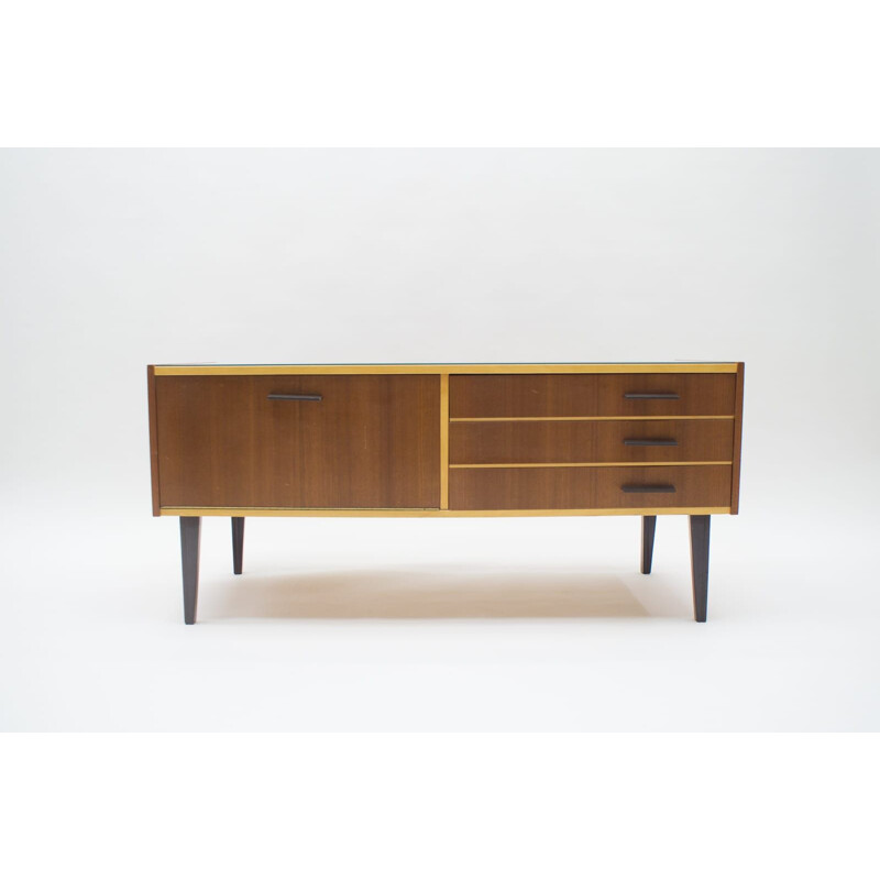 Small Mid-Century Sideboard with Glass Top, 1960s