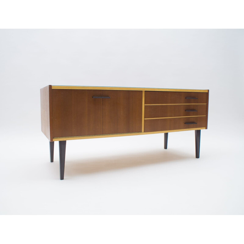 Small Mid-Century Sideboard with Glass Top, 1960s