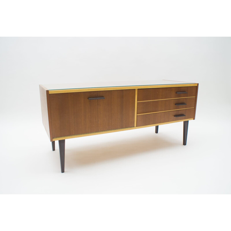 Small Mid-Century Sideboard with Glass Top, 1960s