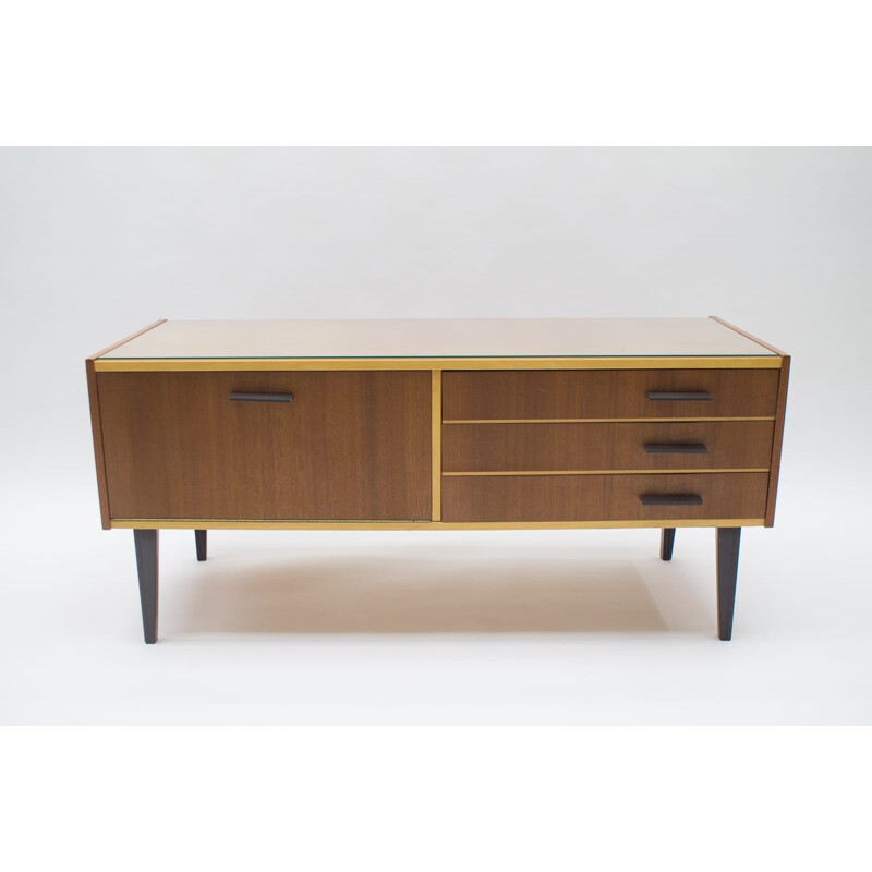 Small Mid-Century Sideboard with Glass Top, 1960s