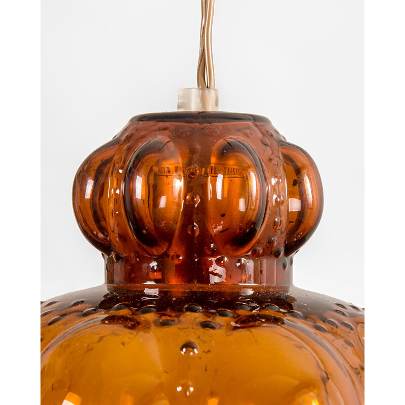 Vintage Amber Glass Pendant Lamp, 1960s