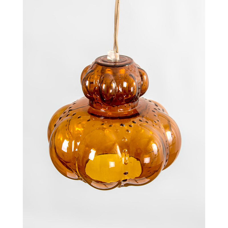 Vintage Amber Glass Pendant Lamp, 1960s