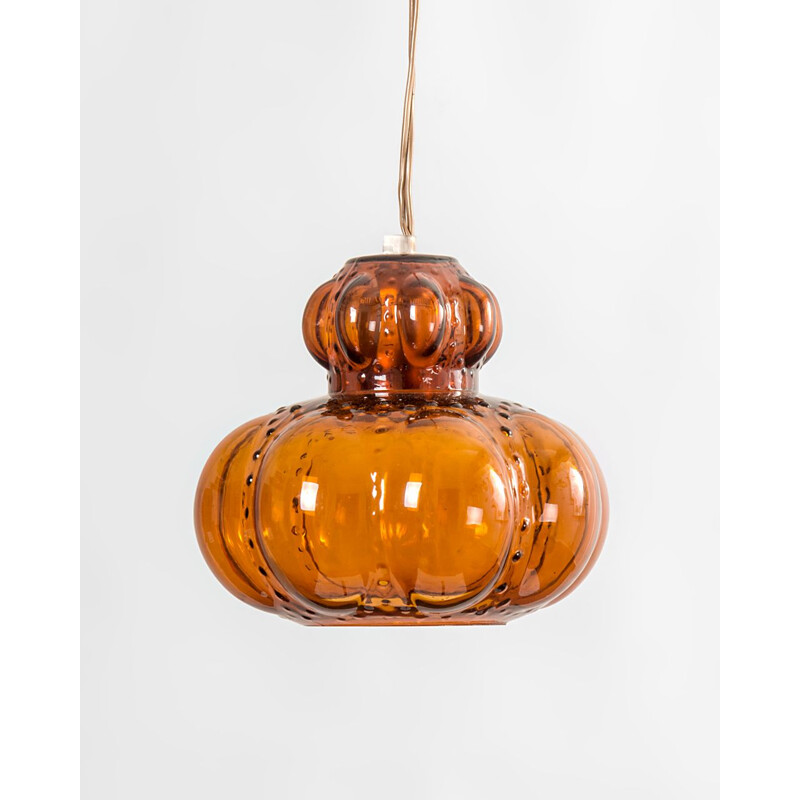 Vintage Amber Glass Pendant Lamp, 1960s
