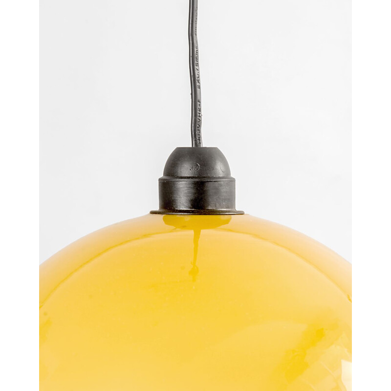 Vintage Yellow Opaline Glass Ceiling Lamp, 1960s