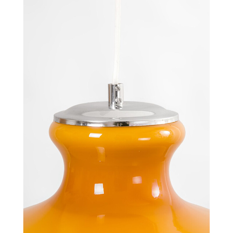 Vintage Orange Opaline Glass pendant lamp, 1960s