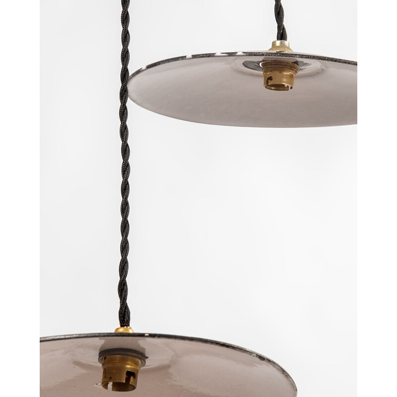 Small vintage Black Pendant Lamp, French 1950s