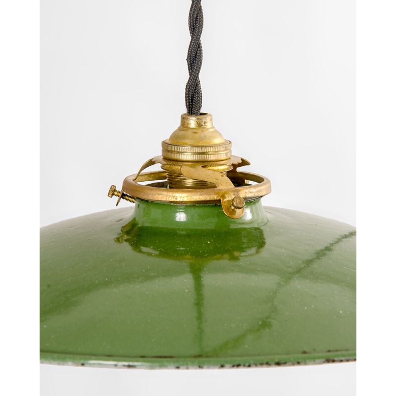 Small vintage Green Pendant Lamp, France 1950s