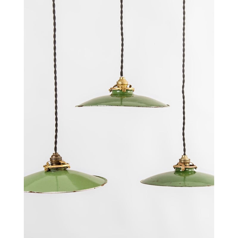 Small vintage Green Pendant Lamp, France 1950s