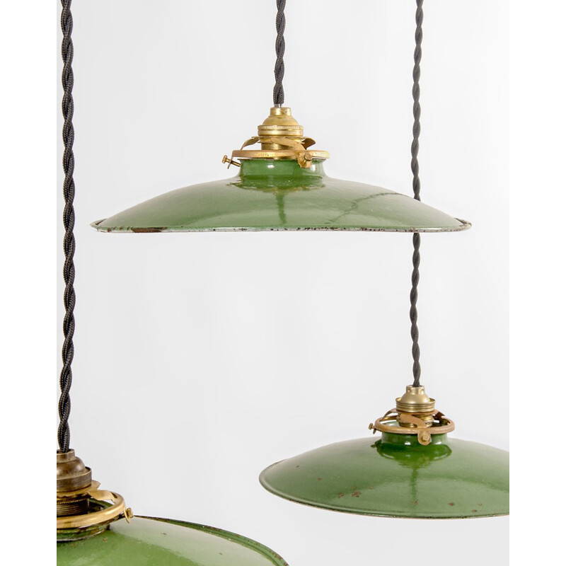 Vintage groene hanglamp, Frankrijk 1950