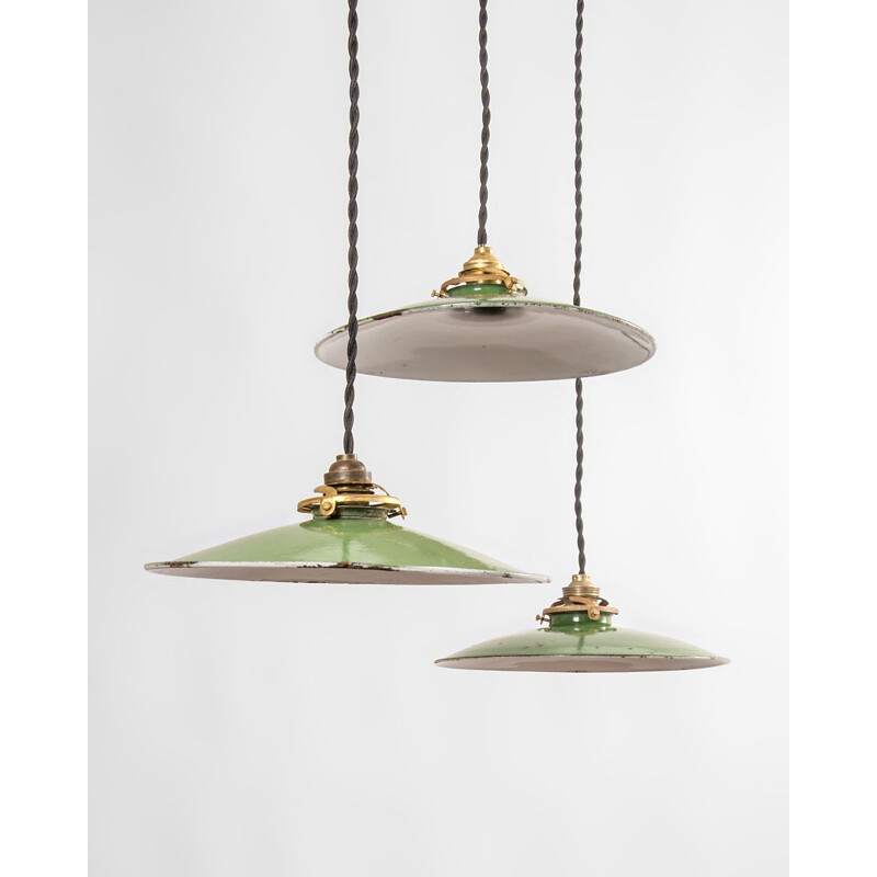 Small vintage Green Pendant Lamp, France 1950s