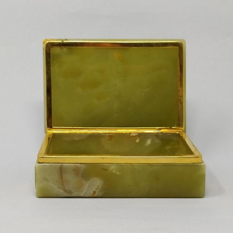 Vintage Green Onyx Box Italy 1960s