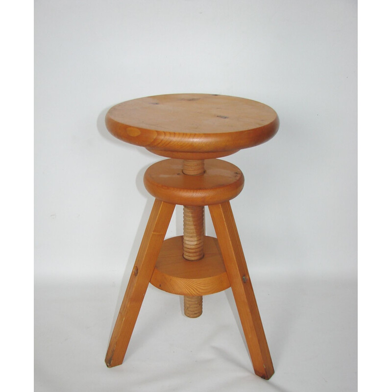 Tabouret vintage en bois 1980