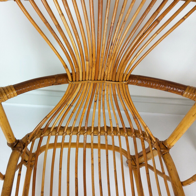 Pair of Large vintage bamboo rattan armchairs 1960