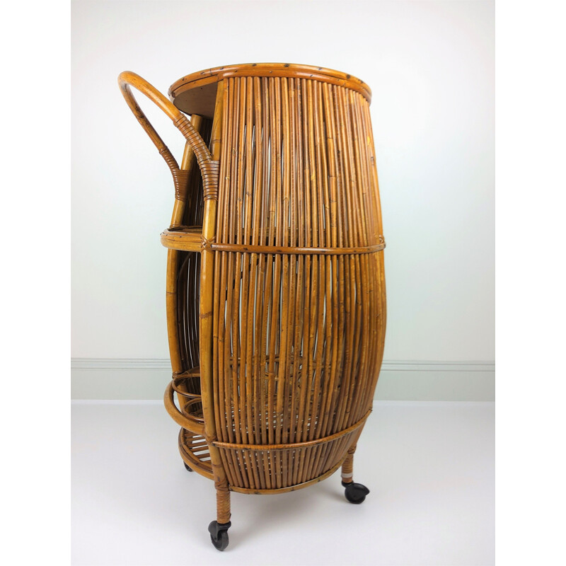 Vintage serving bar Bamboo Rattan 1960