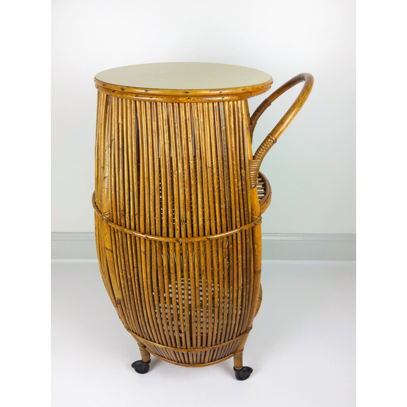 Vintage serving bar Bamboo Rattan 1960