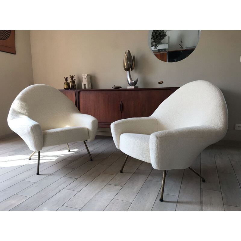 Pair of vintage armchairs 770 Joseph Andre motte 1960 