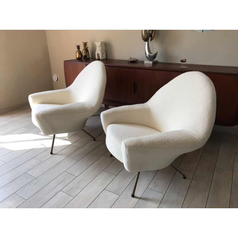 Pair of vintage armchairs 770 Joseph Andre motte 1960 