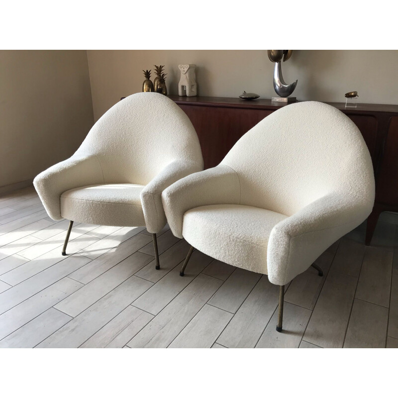 Pair of vintage armchairs 770 Joseph Andre motte 1960 